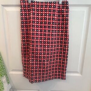 Boden Red and Blue Geometric‎ Midi Skirt sz 6